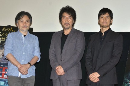 トークショーを行った(左から)黒沢清監督、役所広司、西島秀俊